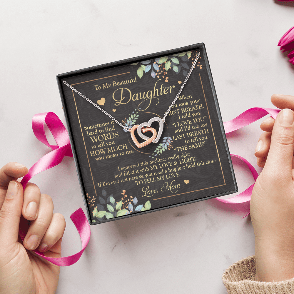 To My Beautiful Daughter Sometimes It's Hard Interlocking Hearts Pendant Necklace - Mom Daughter Gifts To My Beautiful Daughter Sometimes It's Hard Interlocking Hearts Pendant Necklace - Mom Daughter Gifts