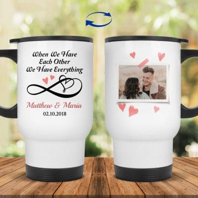 14 oz. White Travel Mug