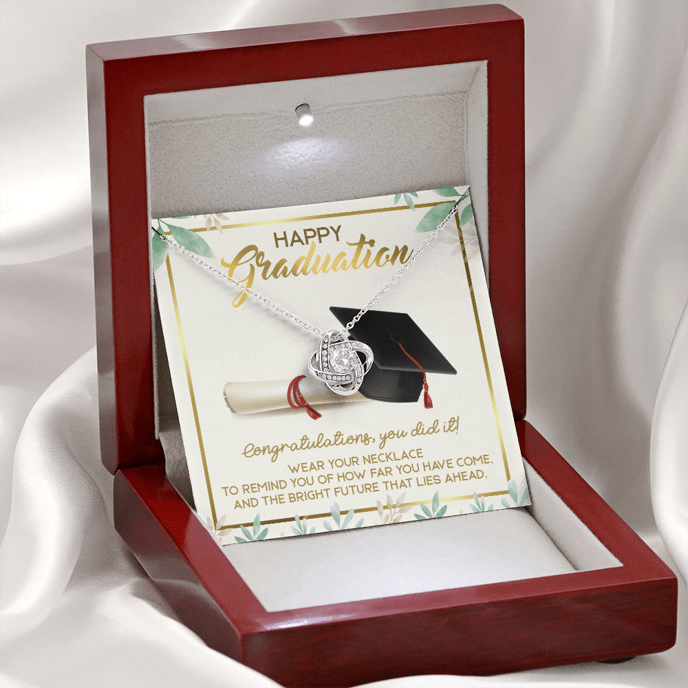 Happy Graduation Congratulations You Did It Love Knot Necklace - Graduation Jewelry Inspirational Gifts Happy Graduation Congratulations You Did It Love Knot Necklace - Graduation Jewelry Inspirational Gifts