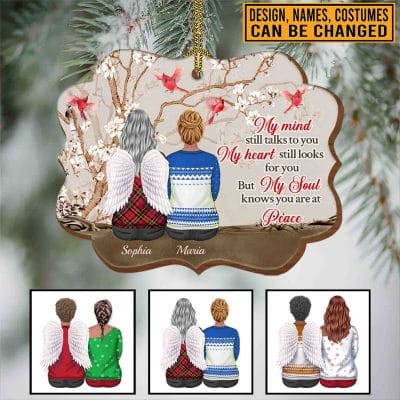 Personalized Cardinal Mind Still Talks To You Mom Memorial Custom Shaped Ornament - Mom In Heaven Ornament