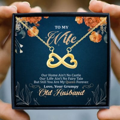 Alternative view of To My Wife Our Home Ain't No Castle But Still You Are My Queen Infinity Heart Pendant Necklace