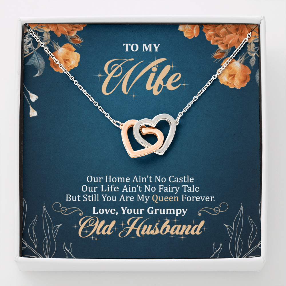 To My Wife Our Home Ain't No Castle But Still You Are My Queen Interlocking Hearts Pendant Necklace - Interlocking Hearts Necklace To My Wife Our Home Ain't No Castle But Still You Are My Queen Interlocking Hearts Pendant Necklace - Interlocking Hearts Necklace
