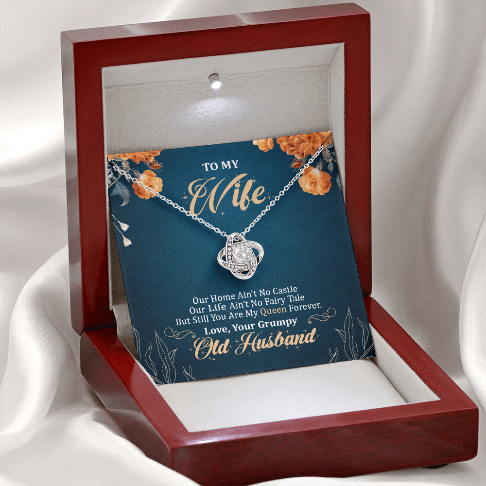 To My Wife Our Home Ain't No Castle But Still You Are My Queen Love Knot Pendant Necklace To My Wife Our Home Ain't No Castle But Still You Are My Queen Love Knot Pendant Necklace