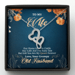 To My Wife Our Home Ain't No Castle But Still You Are My Queen Double Hearts Pendant Necklace - Double Hearts Necklace