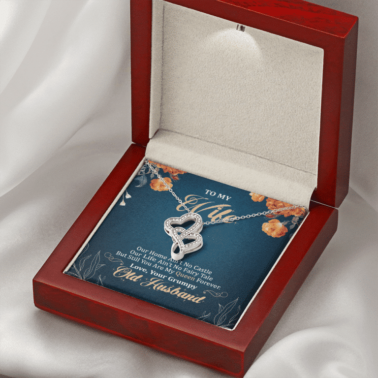 To My Wife Our Home Ain't No Castle But Still You Are My Queen Double Hearts Pendant Necklace