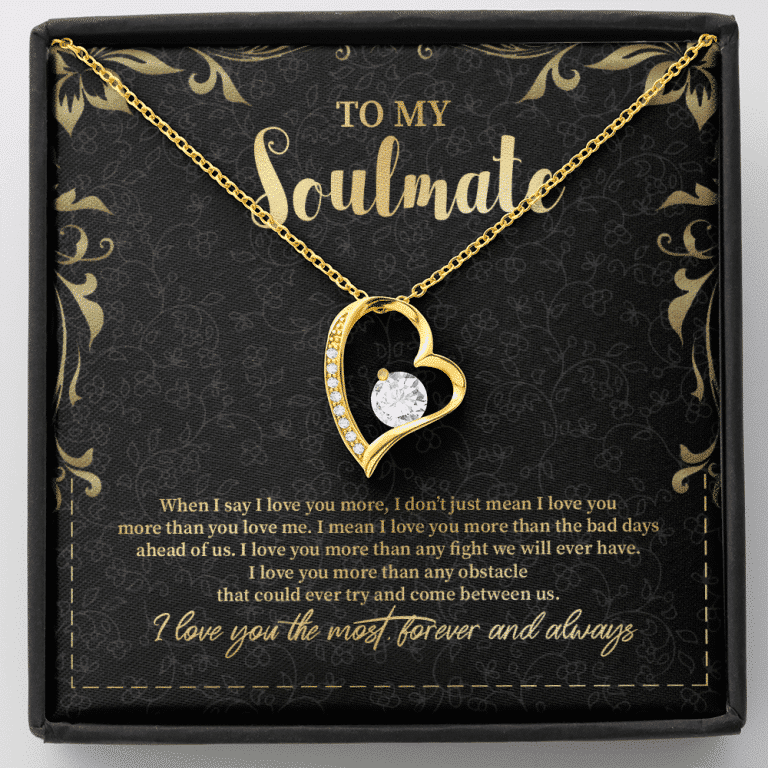To My Soulmate Forever Love Pendant Necklace - Jewelry Gifts For Her Girlfriend Wife - Forever Love Necklace (18K Yellow Gold)