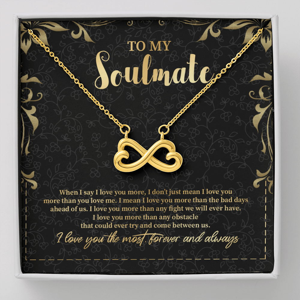 To My Soulmate Forever Infinity Love Necklace - Jewelry Gifts For Girlfriend Or Wife - Infinity Heart Necklace (18K Yellow Gold)