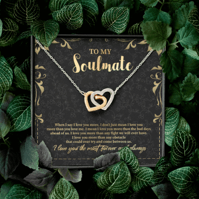To My Soulmate Interlocking Hearts Pendant Necklace - Jewelry Gifts For Her Girlfriend Wife