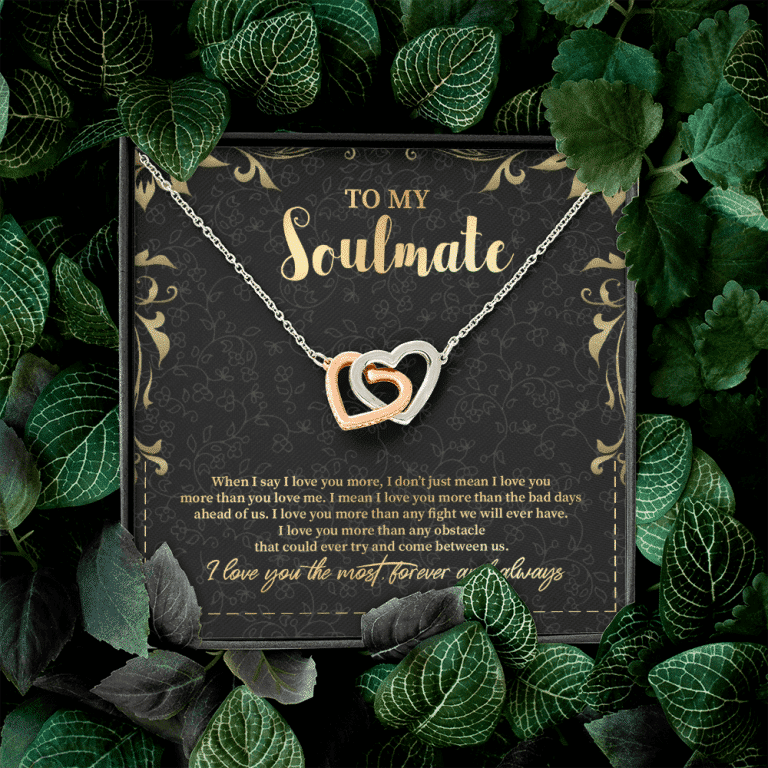 To My Soulmate Interlocking Hearts Pendant Necklace - Jewelry Gifts For Her Girlfriend Wife