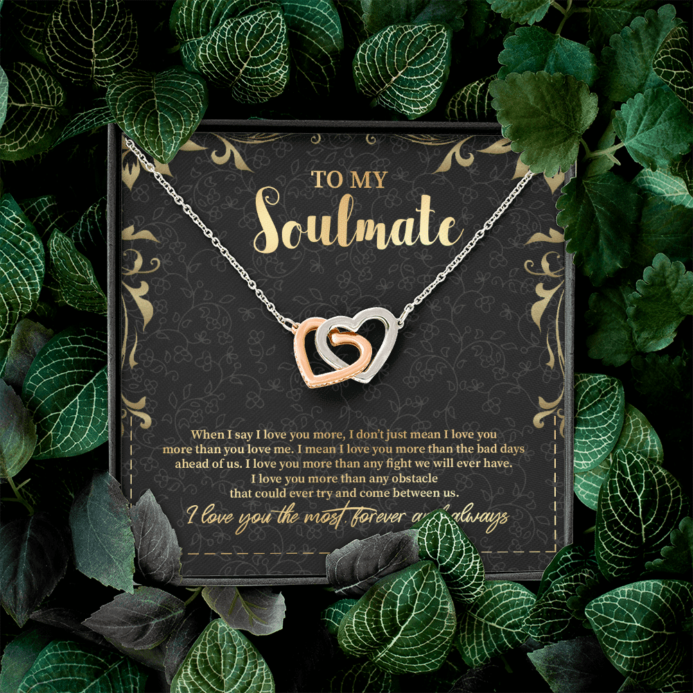 To My Soulmate Interlocking Hearts Pendant Necklace - Jewelry Gifts For Her Girlfriend Wife