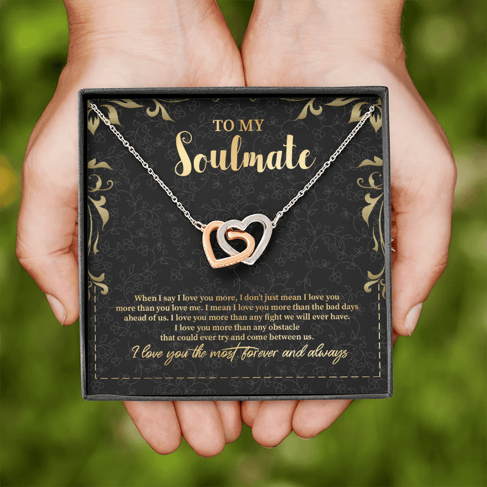 To My Soulmate Interlocking Hearts Pendant Necklace - Jewelry Gifts For Her Girlfriend Wife