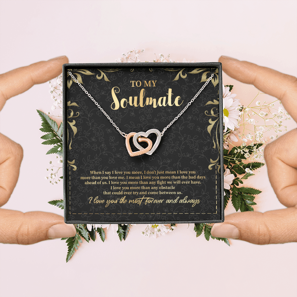 To My Soulmate Interlocking Hearts Pendant Necklace - Jewelry Gifts For Her Girlfriend Wife