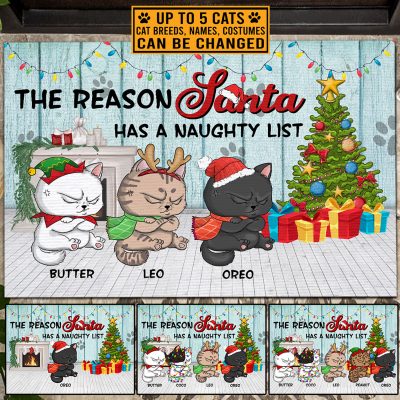Alternative view of Personalized Cat Breeds The Reason Santa Has A Naughty List Christmas House Doormat - Outdoor Indoor Doormat