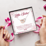 Little Sister Always Remember You Are Braver Than You Believe Stronger Than You Seem Interlocking Hearts Pendant Necklace