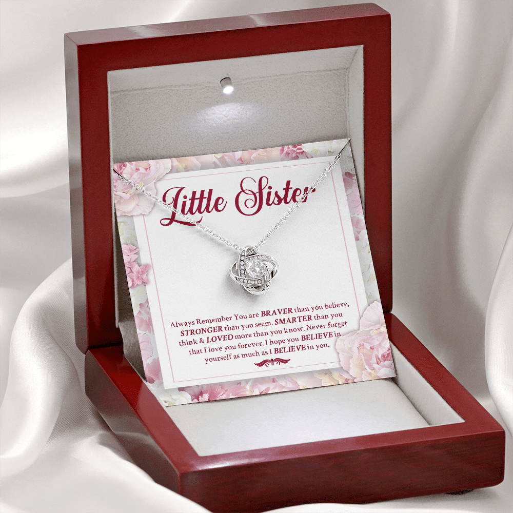 Little Sister Always Remember You Are Braver Than You Believe Stronger Than You Seem Love Knot Necklace Little Sister Always Remember You Are Braver Than You Believe Stronger Than You Seem Love Knot Necklace