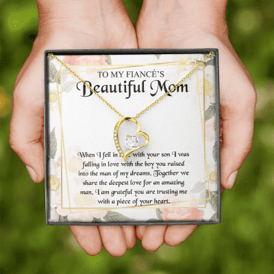To My Fiancé's Beautiful Mom when I Fell in Love with Your Son Fiancé Mom Gifts Forever Love Pendant Necklace