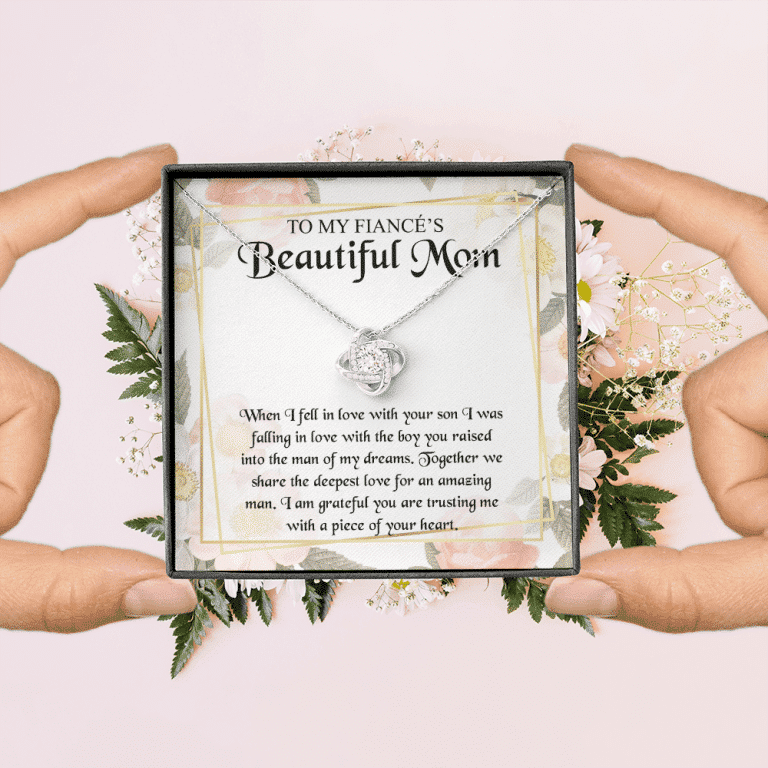 To My Fiancé's Beautiful Mom when I Fell in Love with Your Son Fiancé Mom Gifts Love Knot Pendant Necklace
