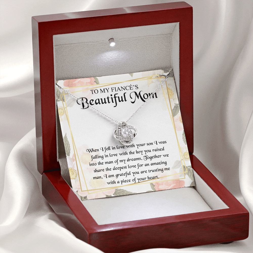 To My Fiancé's Beautiful Mom when I Fell in Love with Your Son Fiancé Mom Gifts Love Knot Pendant Necklace