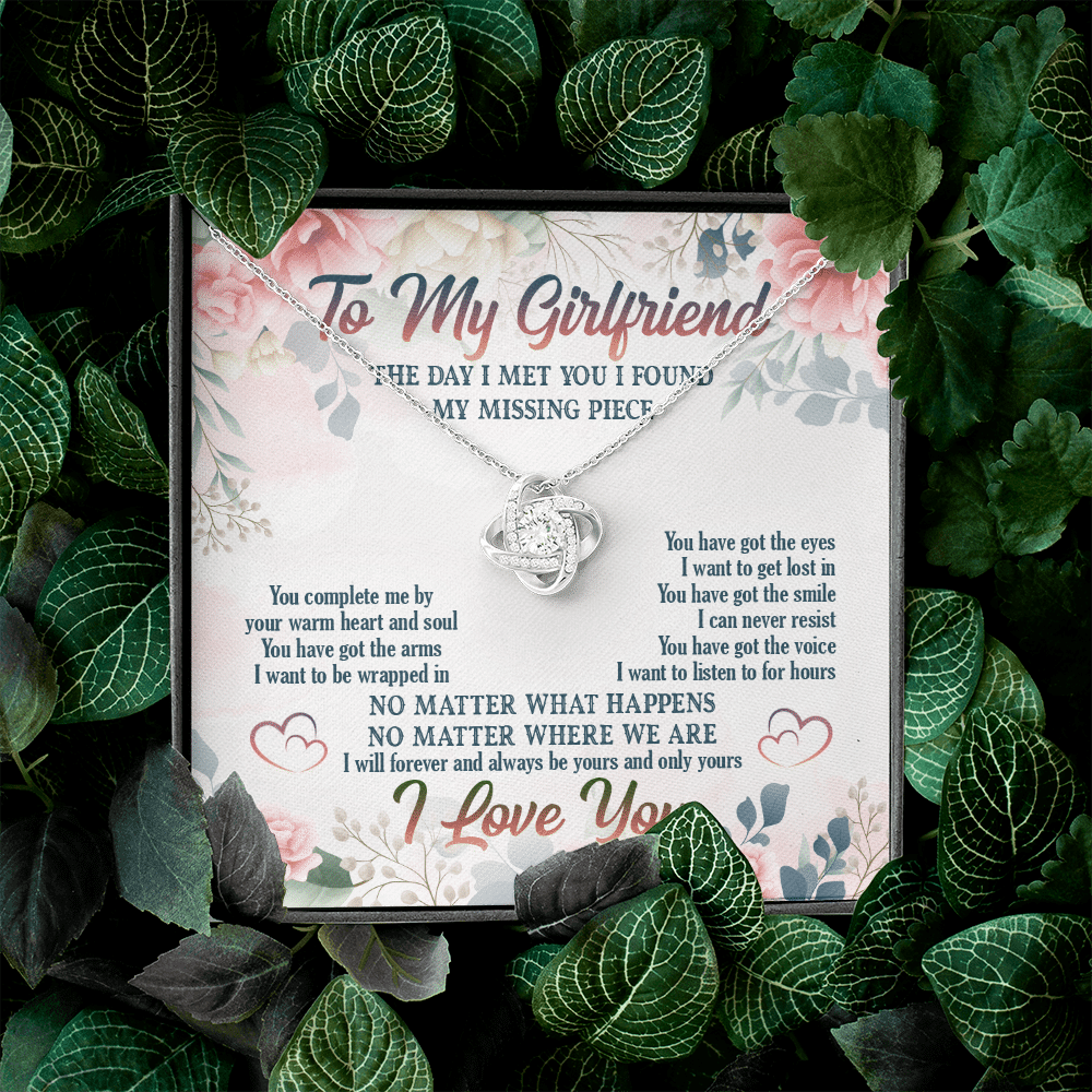 To My Girlfriend From Boyfriend The Day I Met You I Found My Missing Piece Love Knot Necklace Jewelry Gifts To My Girlfriend From Boyfriend The Day I Met You I Found My Missing Piece Love Knot Necklace Jewelry Gifts