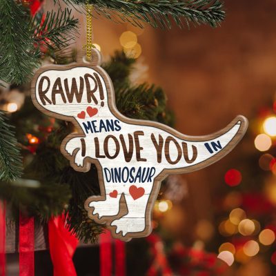 Rawr Means I Love You In Dinosaur T Rex Funny Valentine Custom Shaped Wooden Ornament