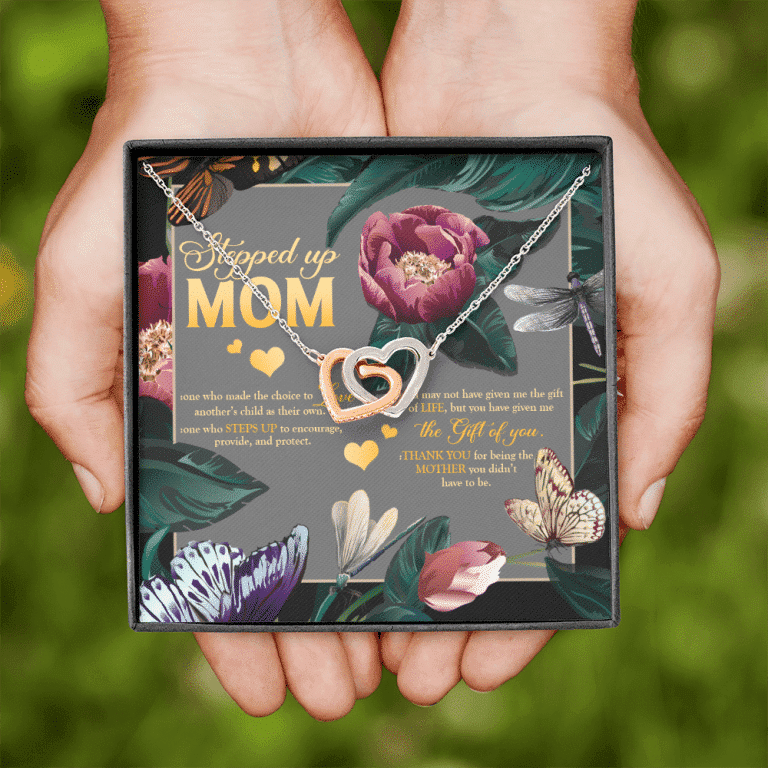 Stepped Up Mom One Who Made The Choice Love Another's Child As Their Own Interlocking Hearts Pendant Necklace