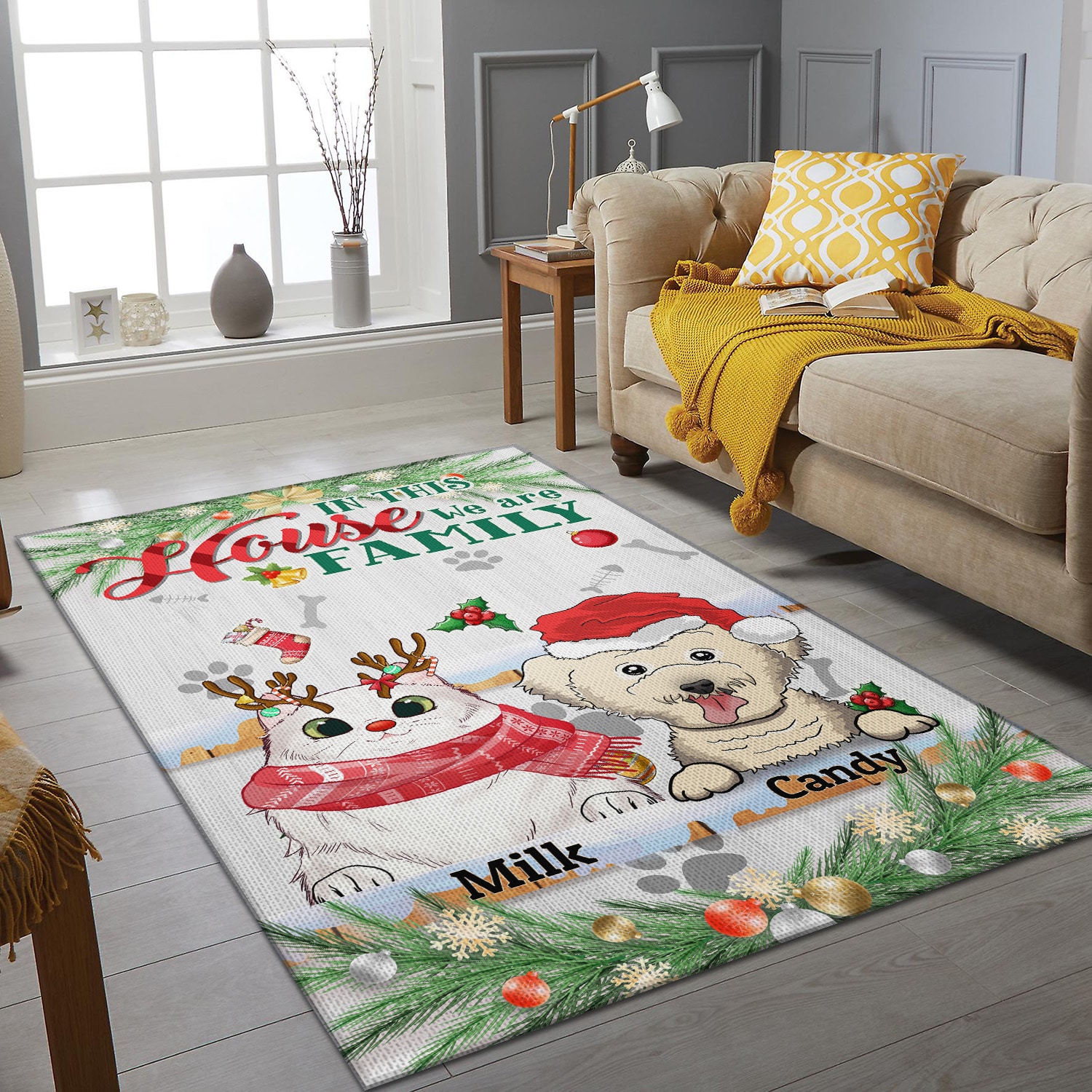 3O. We Are Family 2-sample design Rectangle Rug Mockup 6
