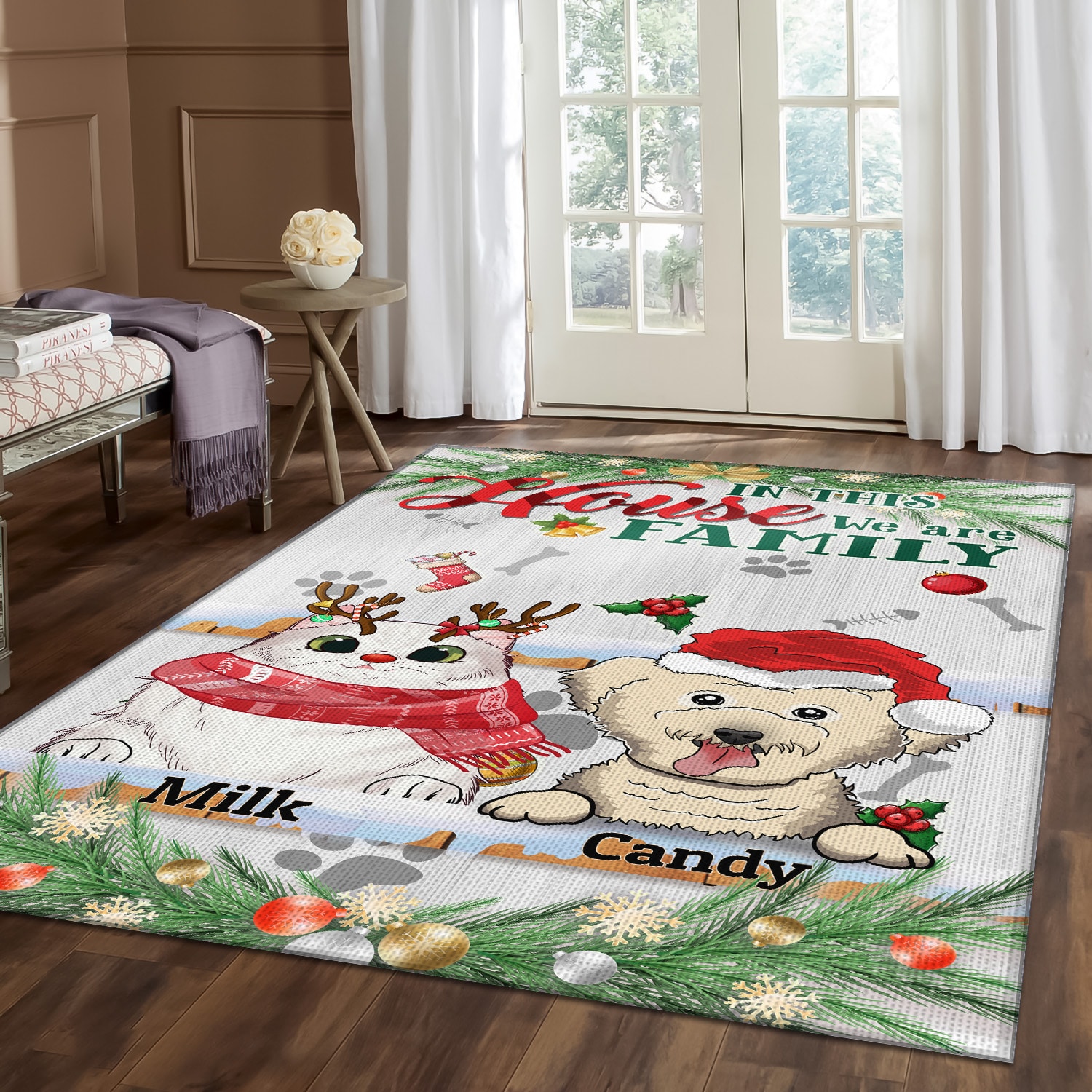 3O. We Are Family 2-sample design Rectangle Rug Mockup 8