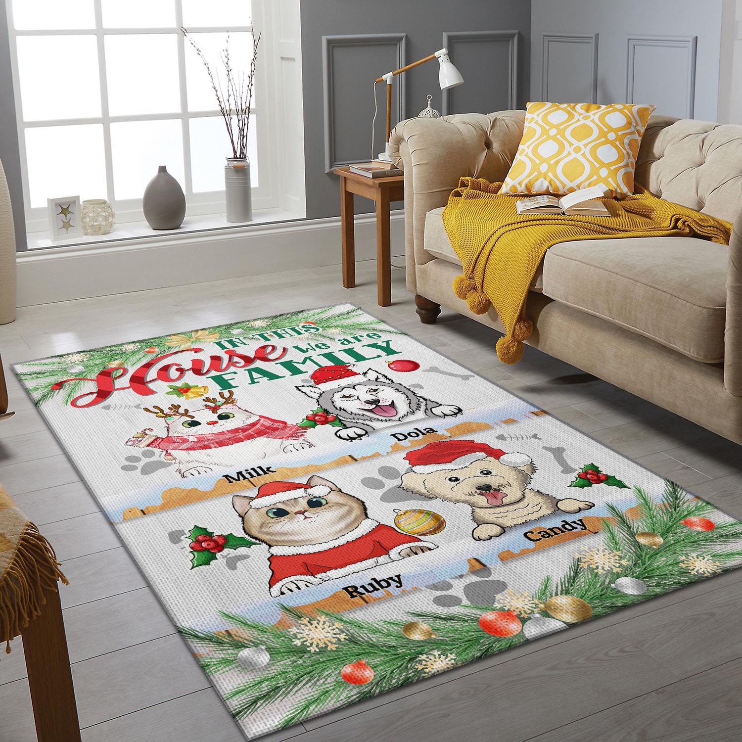 3O. We Are Family 4-sample design Rectangle Rug Mockup 6