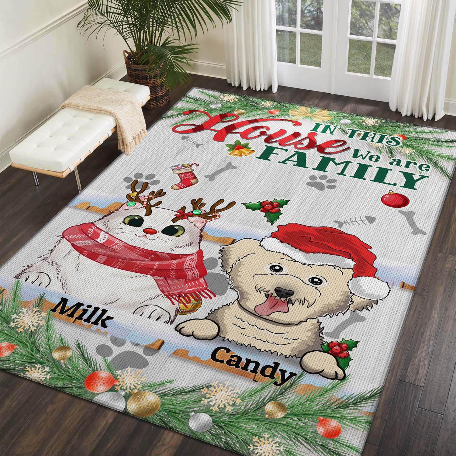 3O. We Are Family 2-sample design Rectangle Rug Mockup 2