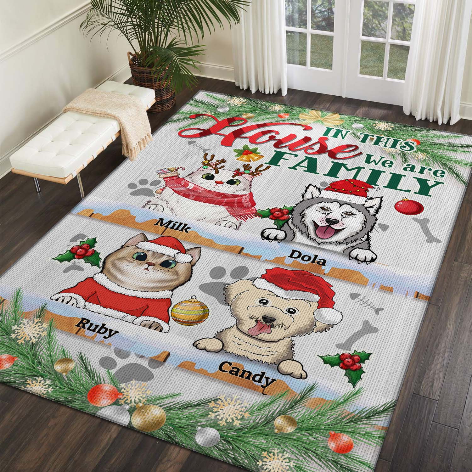 3O. We Are Family 4-sample design Rectangle Rug Mockup 2
