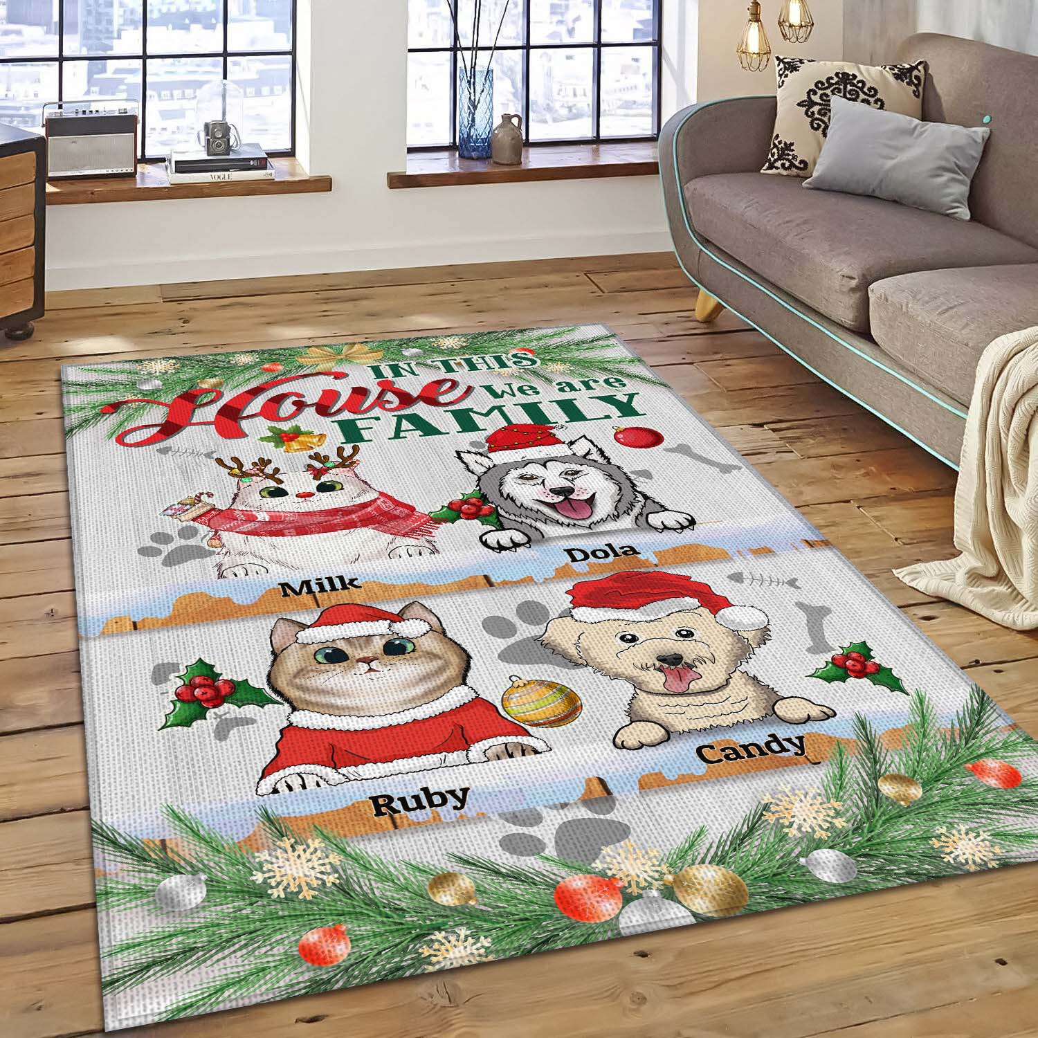 3O. We Are Family 4-sample design Rectangle Rug Mockup 4