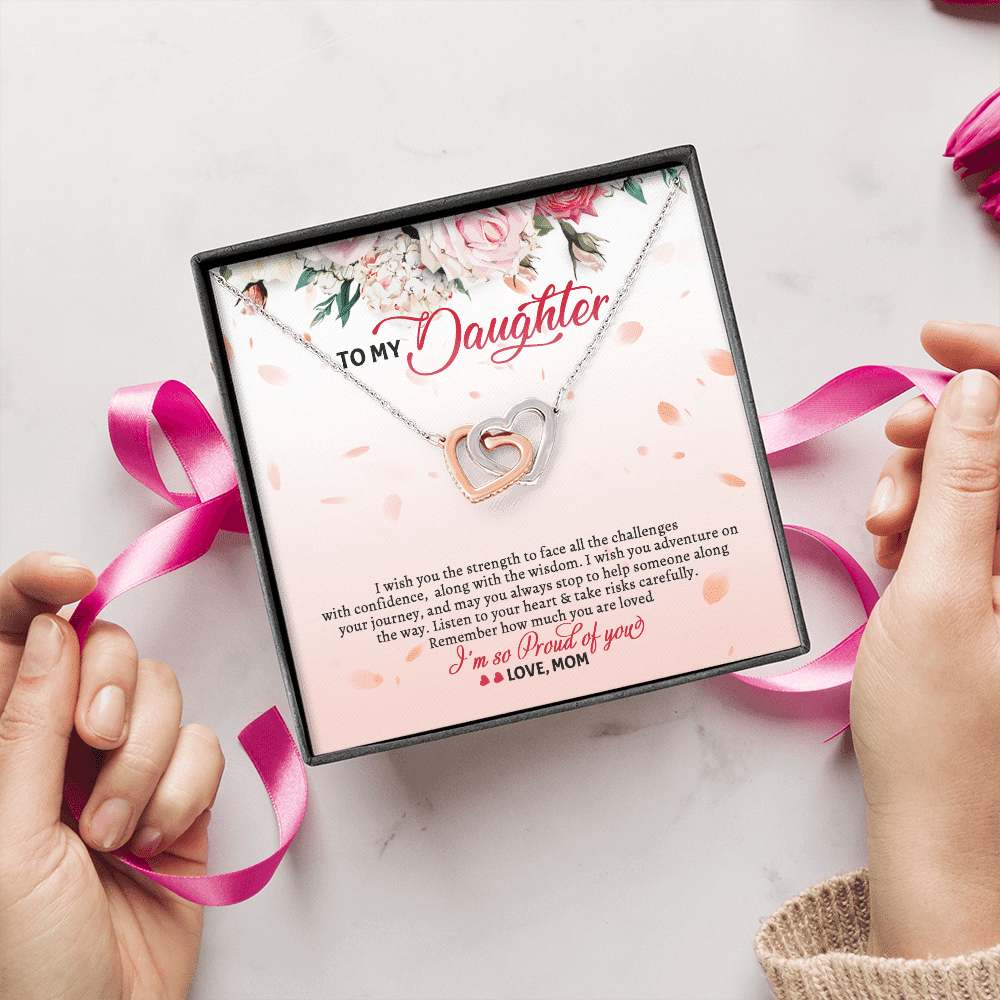 To My Daughter From Mom Wish You The Strength To Face All The Challenges Interlocking Hearts Pendant Necklace To My Daughter From Mom Wish You The Strength To Face All The Challenges Interlocking Hearts Pendant Necklace