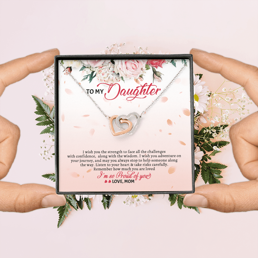 To My Daughter From Mom Wish You The Strength To Face All The Challenges Interlocking Hearts Pendant Necklace To My Daughter From Mom Wish You The Strength To Face All The Challenges Interlocking Hearts Pendant Necklace