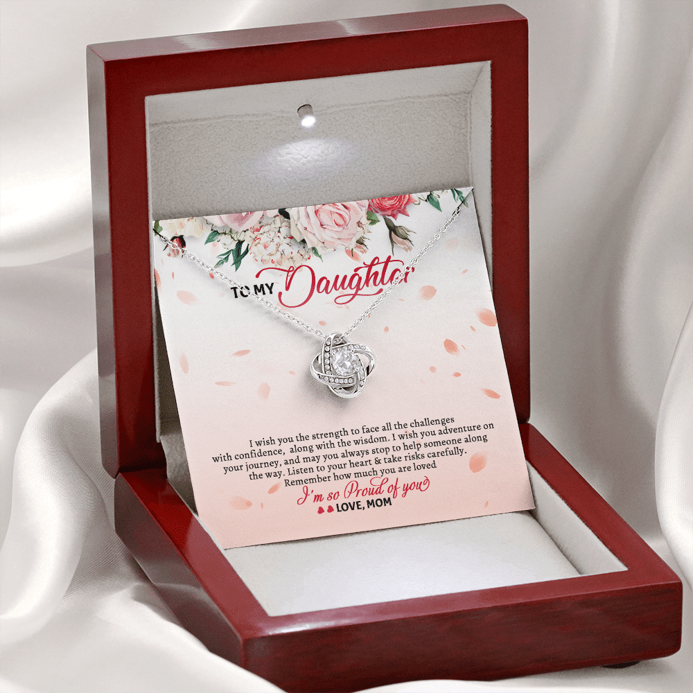 To My Daughter From Mom I Wish You The Strength To Face All The Challenges Love Knot Necklace Jewelry To My Daughter From Mom I Wish You The Strength To Face All The Challenges Love Knot Necklace Jewelry