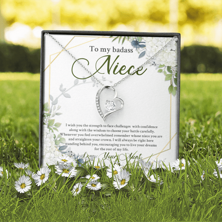 To My Badass Niece I Wish You The Strength To Face Challenges Forever Heart Necklace - Niece Birthday Gifts From Aunt