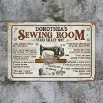 6VT. Sewing Room Thou Shalt Not (Sample Design) Metal Sign Mockup 12
