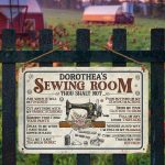 6VT. Sewing Room Thou Shalt Not (Sample Design) Metal Sign Mockup 2