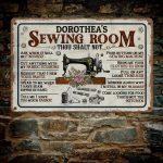 6VT. Sewing Room Thou Shalt Not (Sample Design) Metal Sign Mockup 7