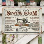 6VT. Sewing Room Thou Shalt Not (Sample Design) Metal Sign Mockup 8