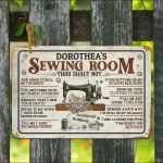 6VT. Sewing Room Thou Shalt Not (Sample Design) Metal Sign Mockup 9