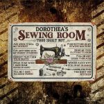 6VT. Sewing Room Thou Shalt Not (Sample Design) Metal Sign Mockup 10