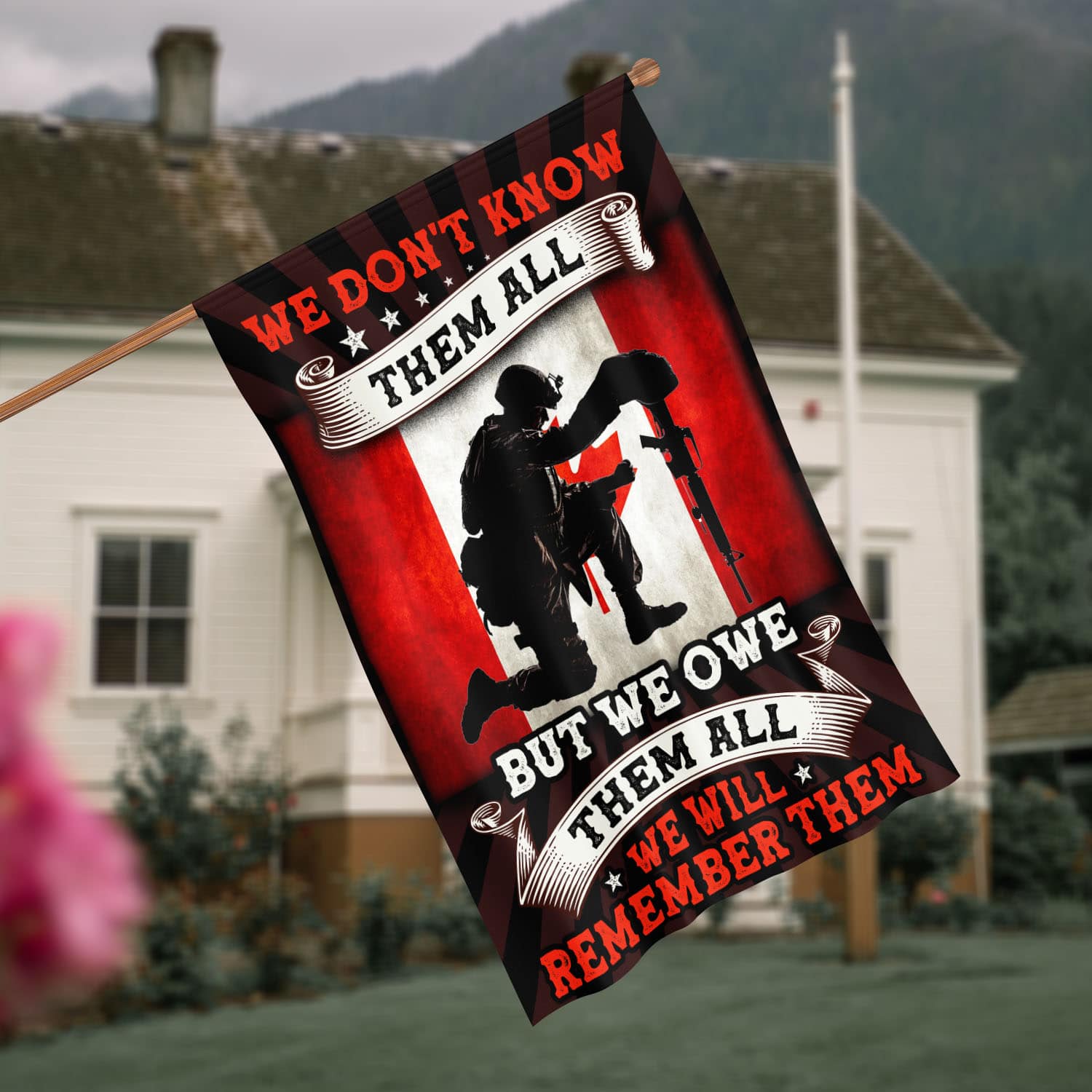 3O. Remember Them-Size 30x40 House Flag Mockup 4