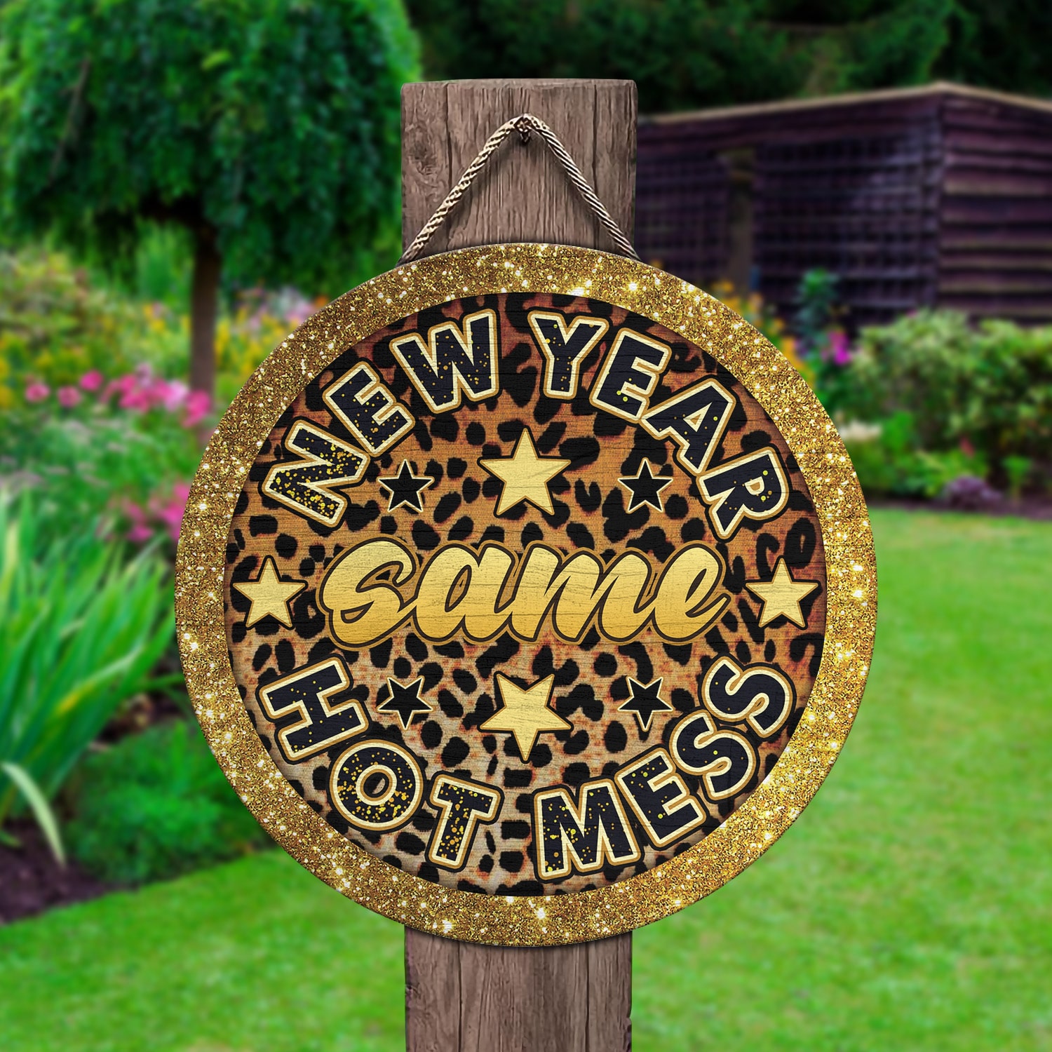 2. New Year Same Hot Mess Door Sign Mockup 2
