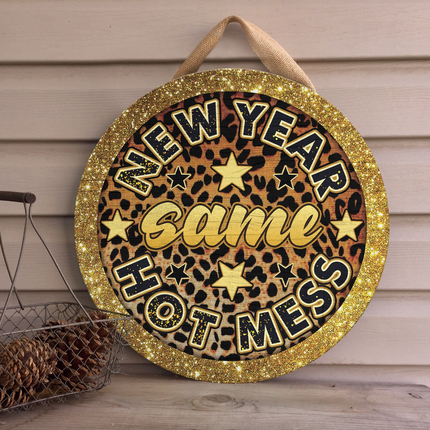 2. New Year Same Hot Mess Door Sign Mockup 4