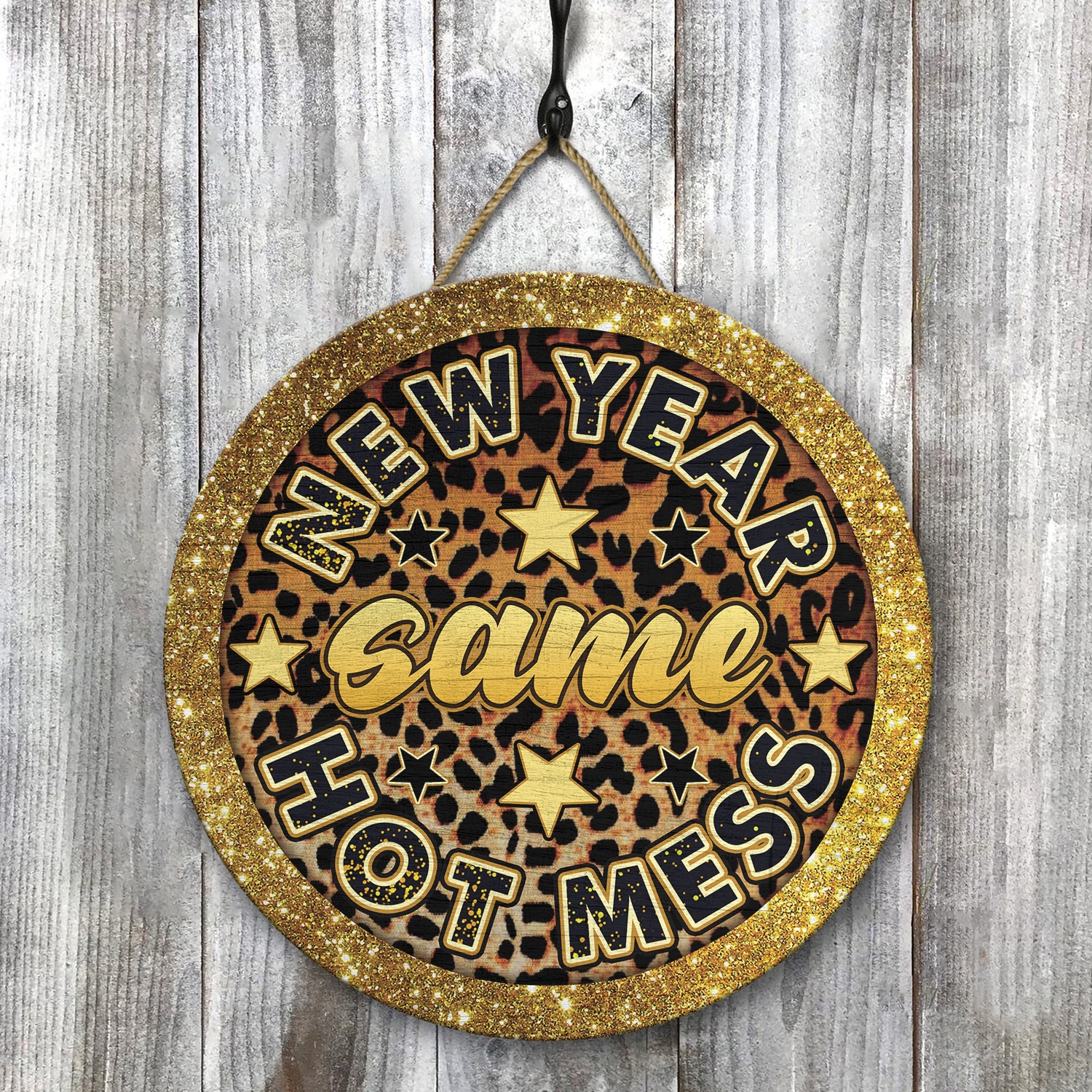 2. New Year Same Hot Mess Door Sign Mockup 8