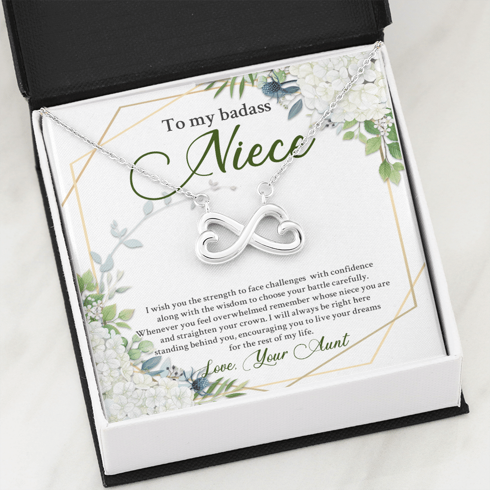 To My Badass Niece I Wish You The Strength To Face Challenges Infinity Heart Necklace - Niece Birthday Gifts To My Badass Niece I Wish You The Strength To Face Challenges Infinity Heart Necklace - Niece Birthday Gifts