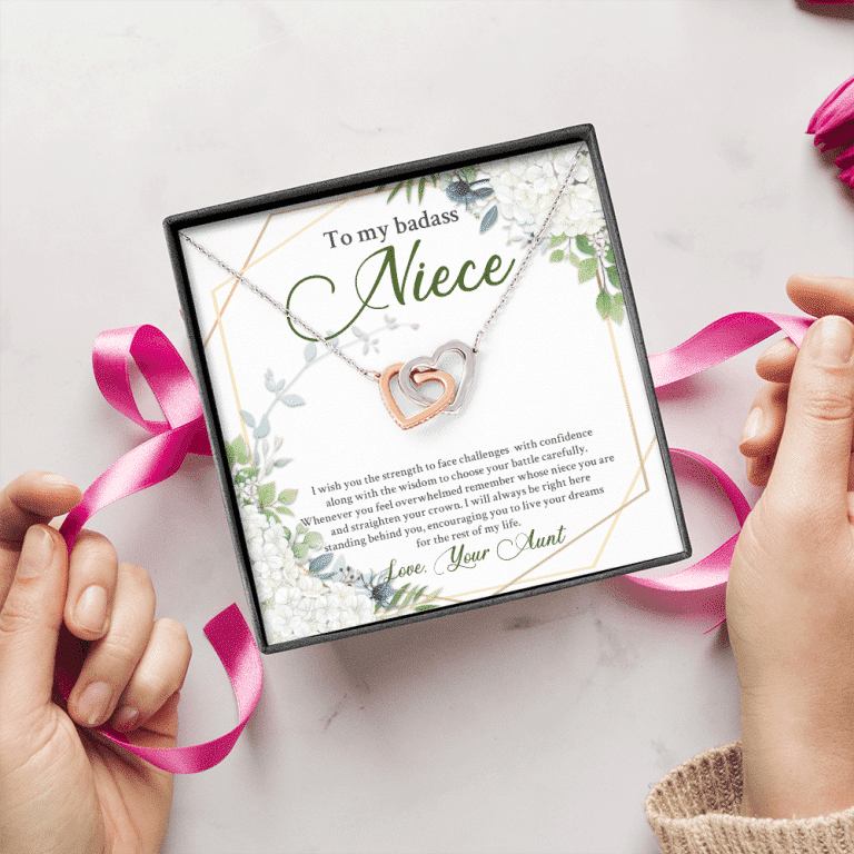 To My Badass Niece I Wish You The Strength To Face Challenges Interlocking Hearts Necklace - Niece Birthday Gifts