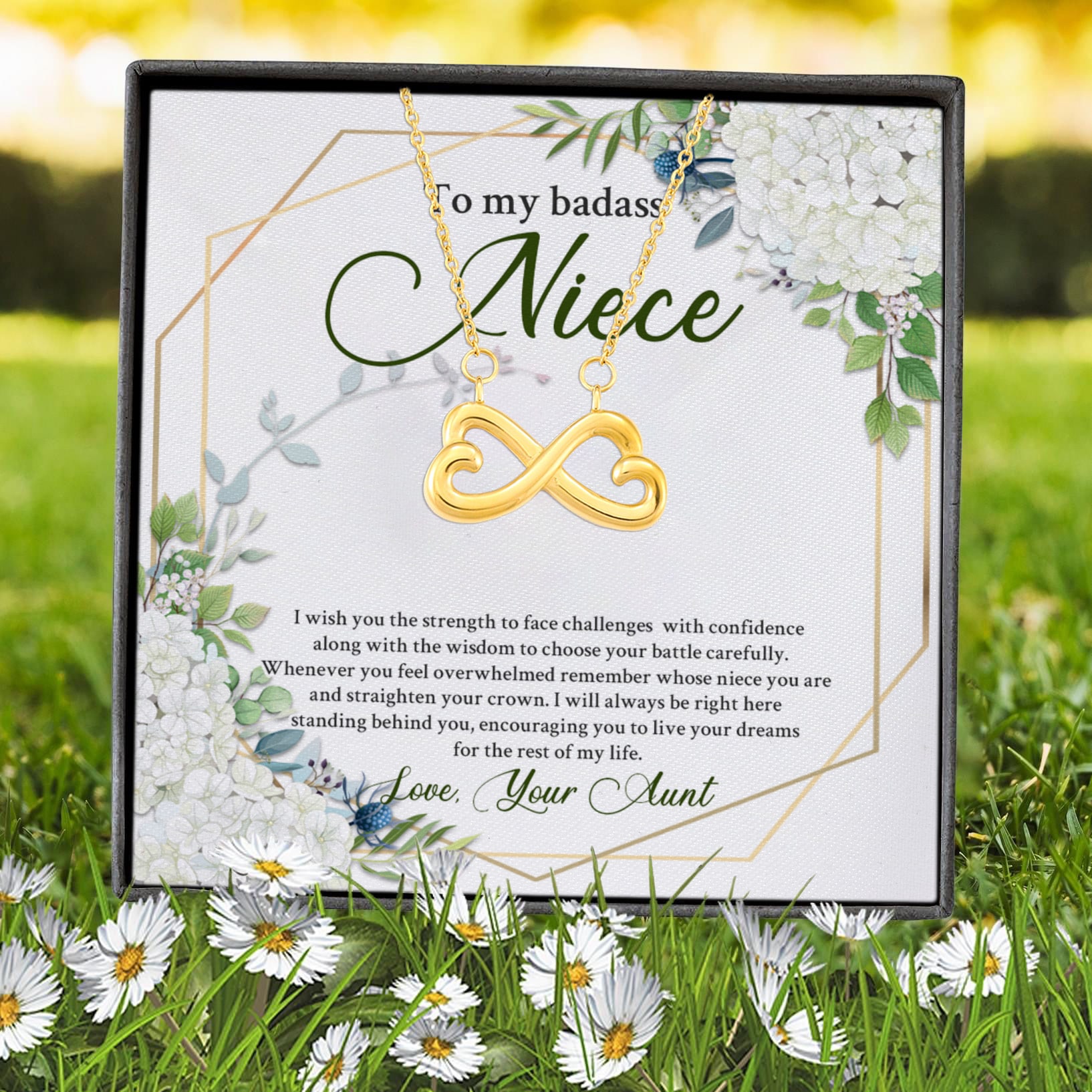 24 HG. Badass Niece Infinity Heart Necklace (Gold) 7