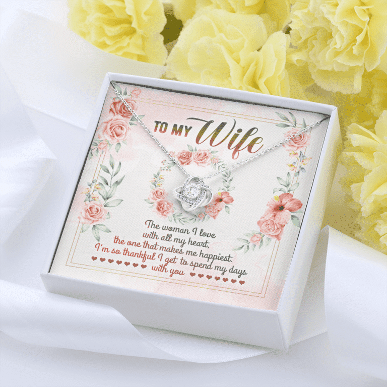 To My Wife From Husband The Woman I Love With All My Heart Love Knot Necklace - Valentines Necklace Gifts
