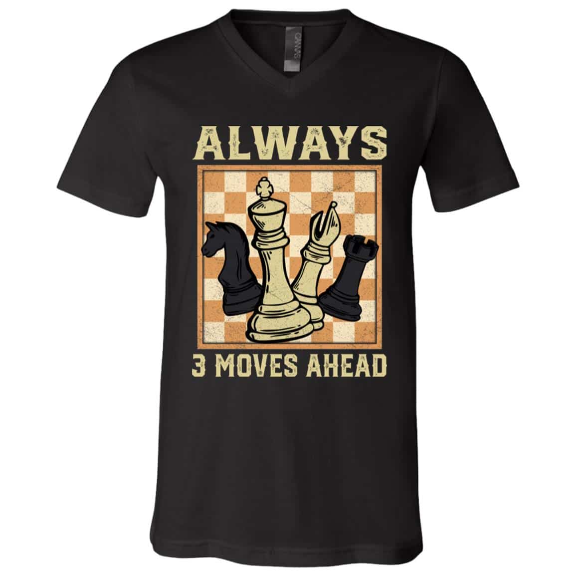 3Th. Always 3 Moves Ahea tee 1, Black, V-Neck T-Shirt